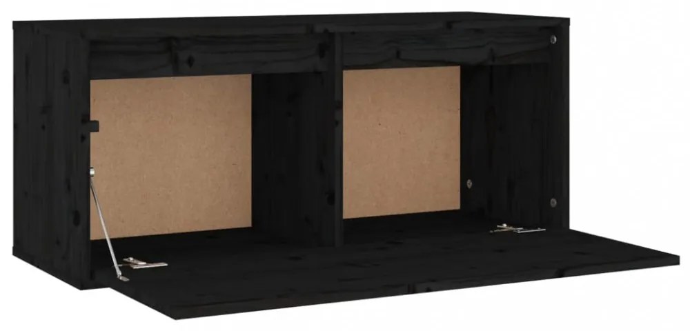 fekete tömör fenyőfa faliszekrény 80 x 30 x 35 cm