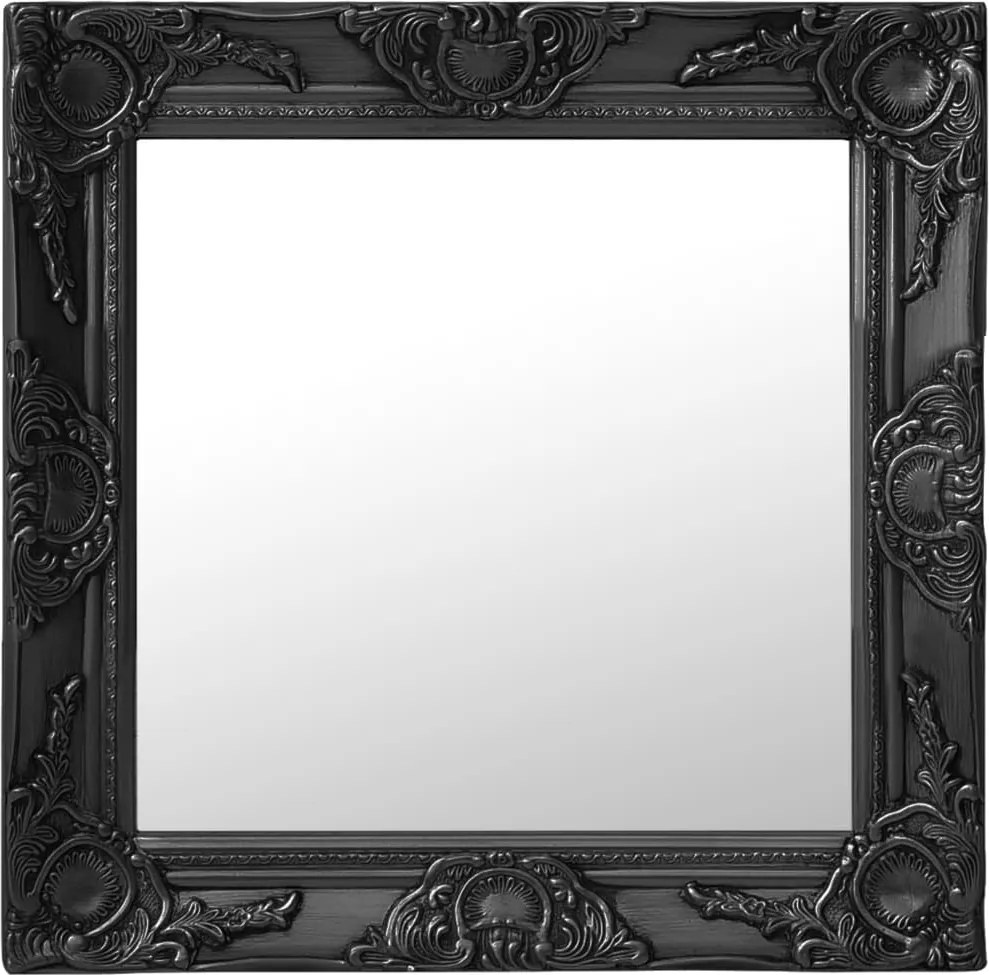 vidaXL fekete barokk stílusú fali tükör 50 x 50 cm