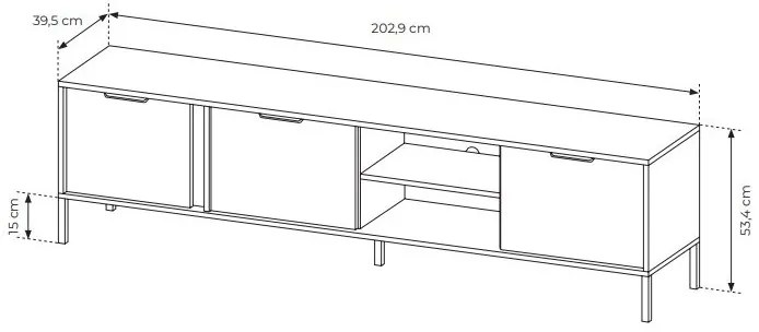 TV asztal/szekrény Lyran 3D (antracit + arany). 1071358