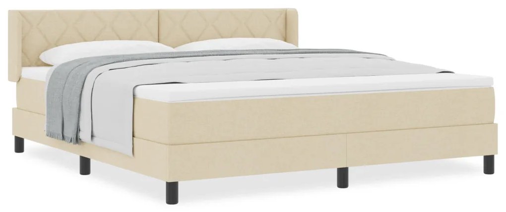 boxspringágy matraccal, krém színben, 180 x 200 cm, szövet