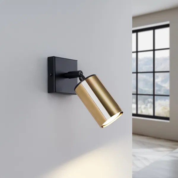 Sollux SL.1382 - Fali spotlámpa WINX 1xGU10/10W/230V fekete/arany