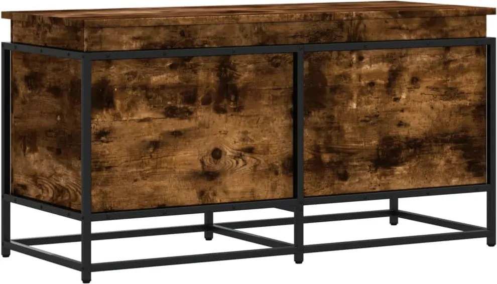 vidaXL füstös tölgy színű szerelt fa tárolóláda fedéllel 100x40x51,5cm