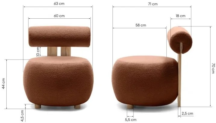 Barna design fotel HANNA, tölgy