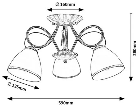 Brilagi - Felületre szerelhető FRED csillár 3xE27/60W/230V átm. 59 cm bronzszínű