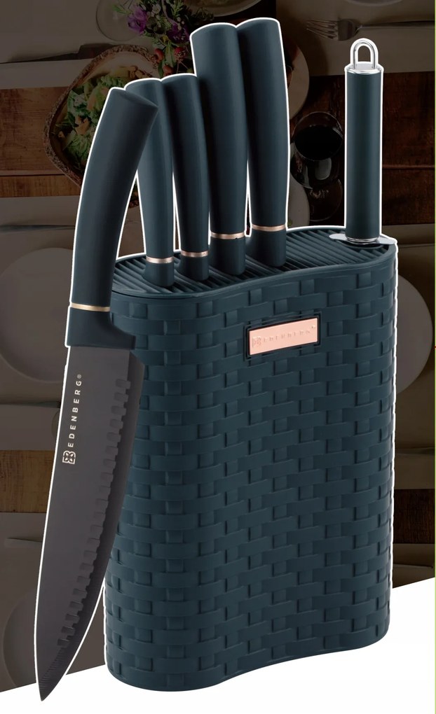 Modern késkészlet állványban 7 részes