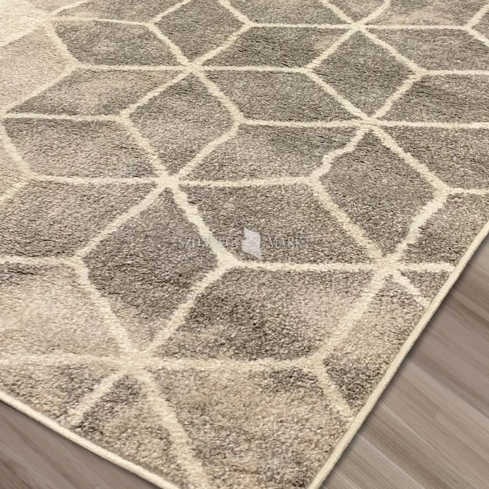 Flora kockás modern mintájú szőnyeg (Beige) 80x150 cm