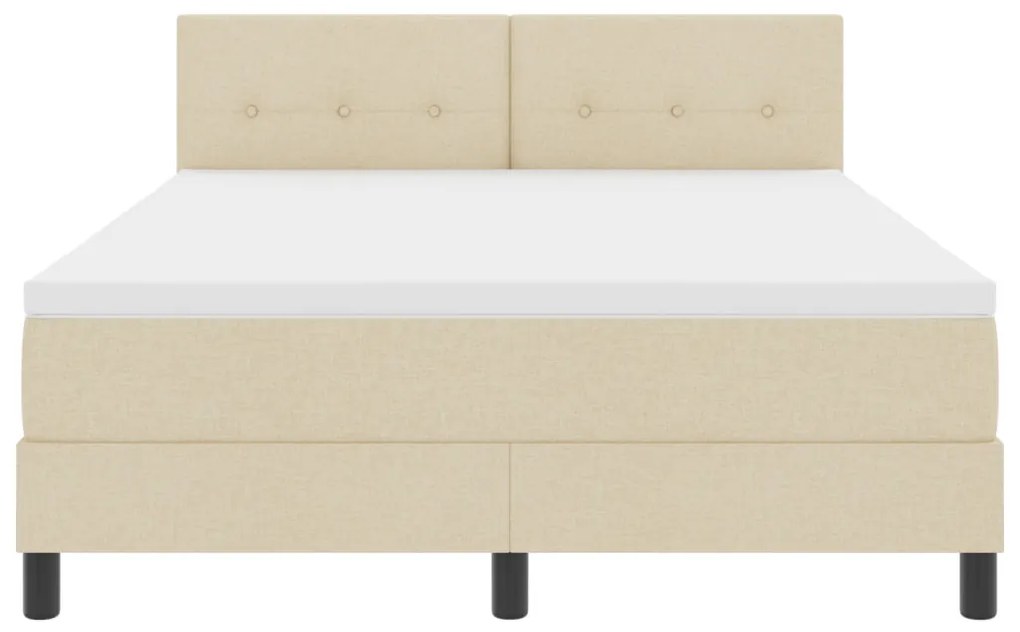 Boxspring Ágy Mattal és LED-del Krém 140x200 cm Szövet