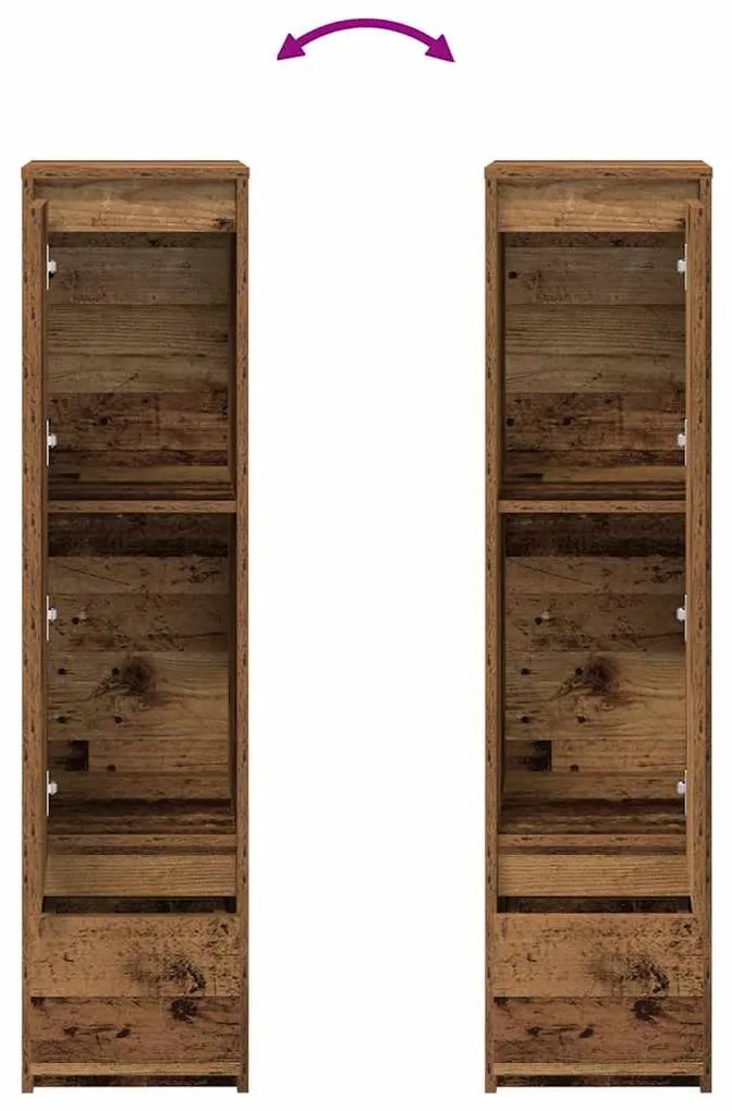 antik fa színű szerelt fa magasszekrény 29,5x34x119,5 cm