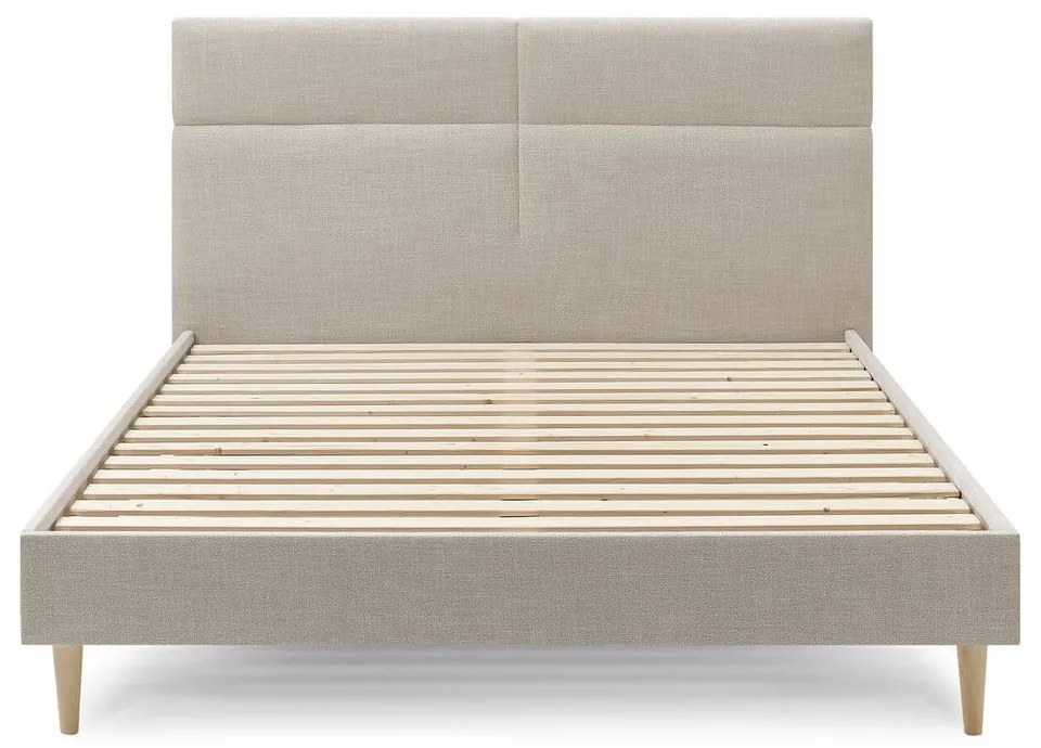 Bézs kárpitozott franciaágy ágyráccsal 180x200 cm Elyna – Bobochic Paris