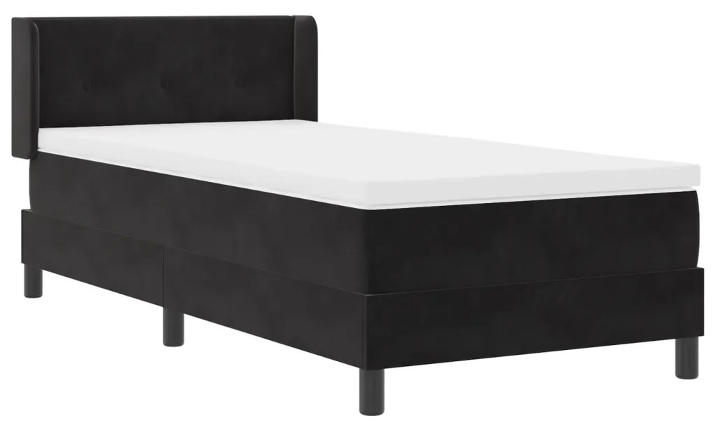 Boxspring Ágy Matracból Fekete 90x190 cm Bársonyos