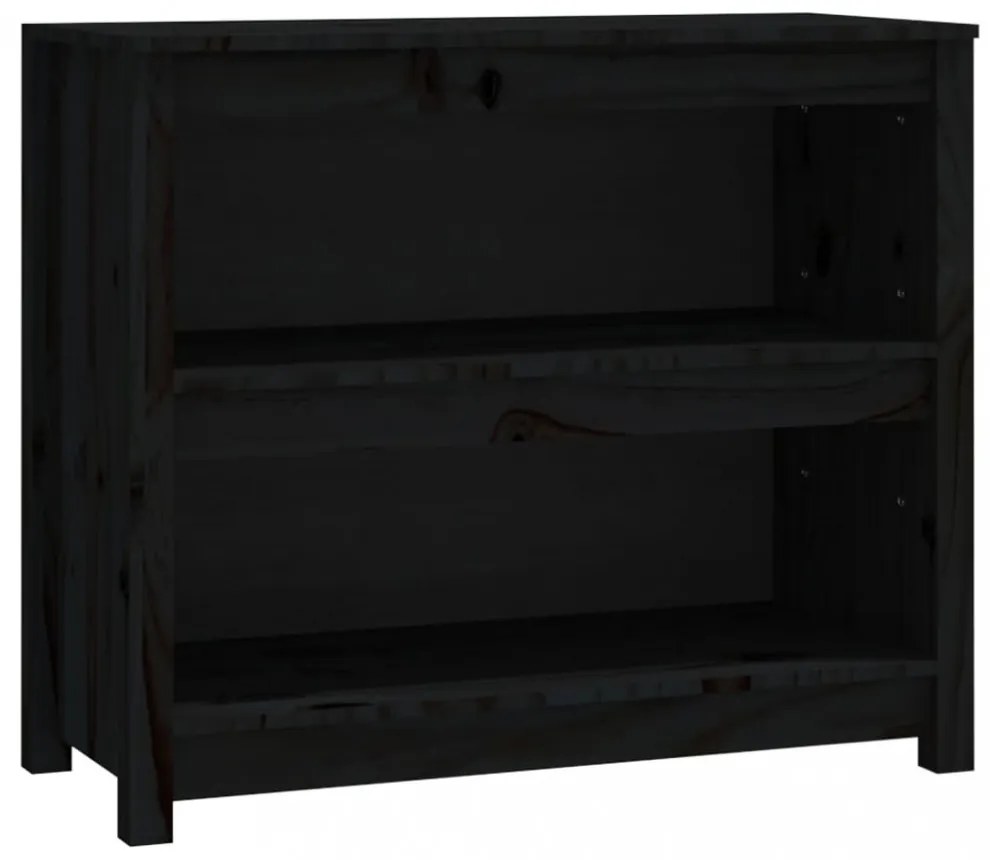 fekete tömör fenyőfa könyvszekrény 80x35x68 cm