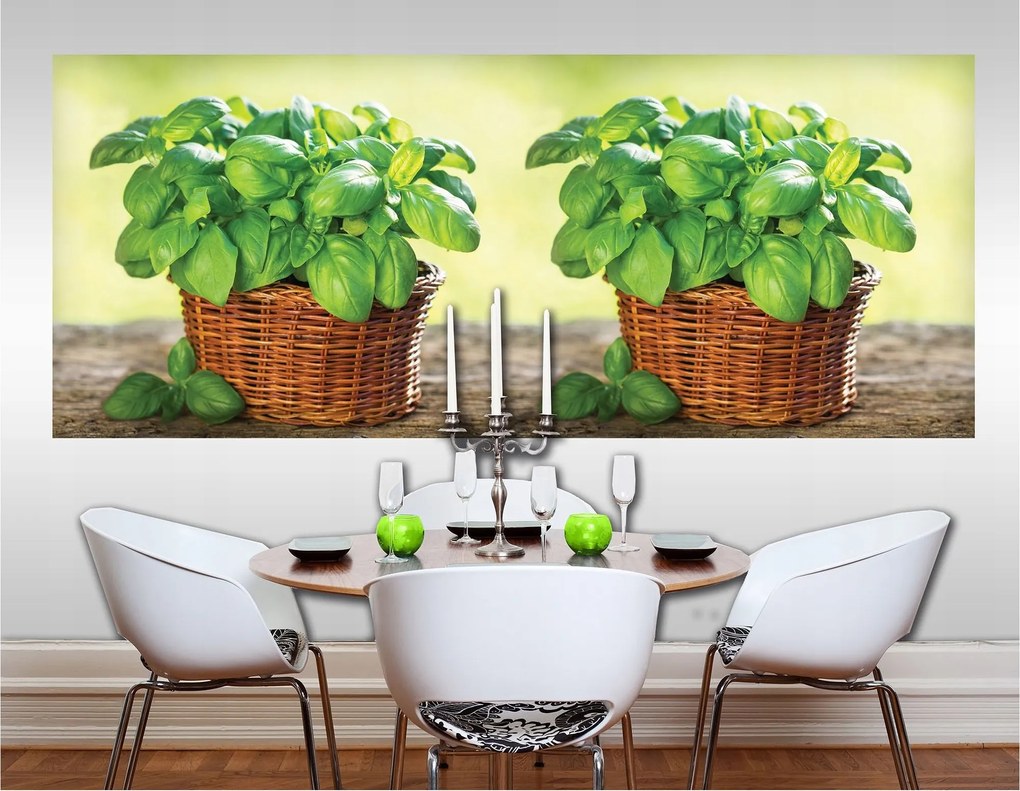 Flizelin fotótapéta Bazsalikom Zöld konyha gyógynövények természet 250x104 +ragasztó