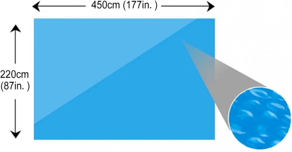 Négyszögletes medence borító 450 x 220 cm-es PE kék