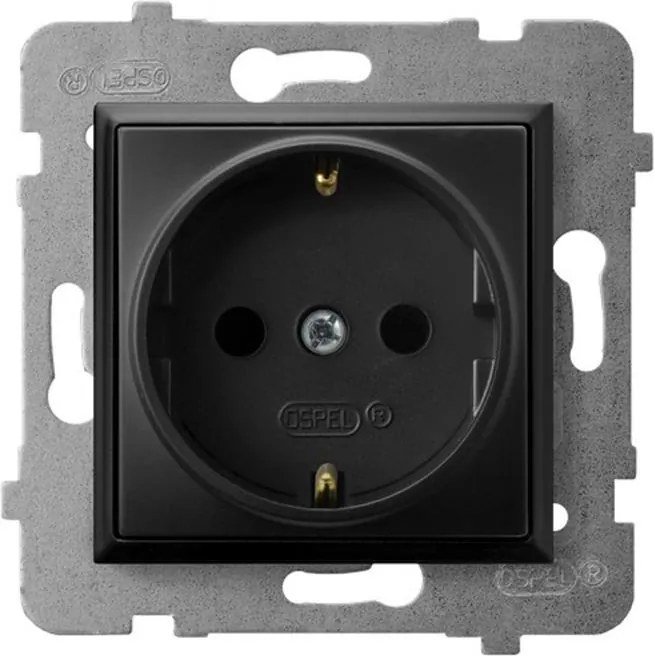 Ospel Aria fekete szimpla aljzat (+0) Schuko GP-1US/m/33