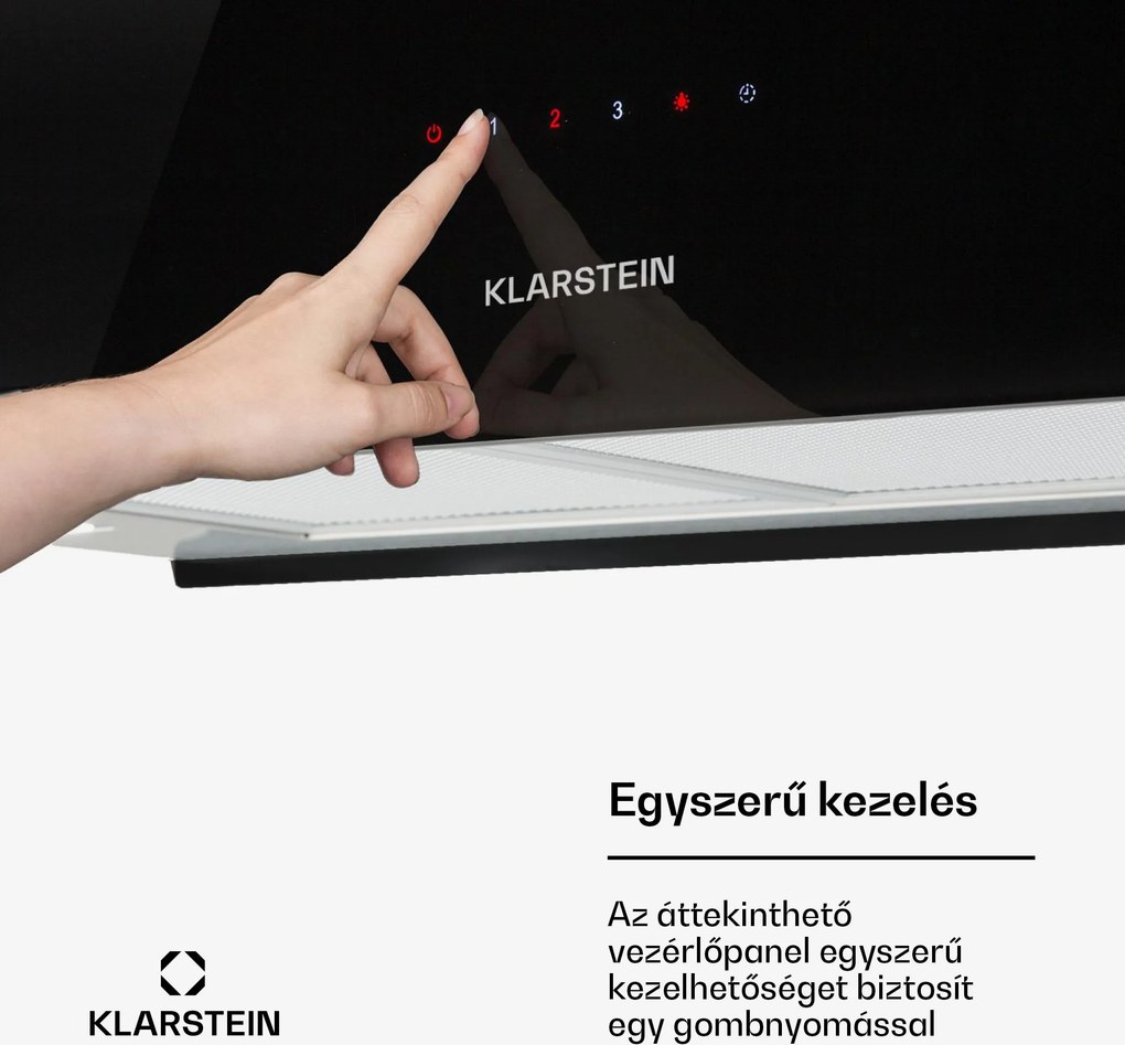 Klarstein Kronleuchter XL, mennyezeti páraelszívó, 90 cm, 577 m³/ó, LED, érintőképernyős, fekete