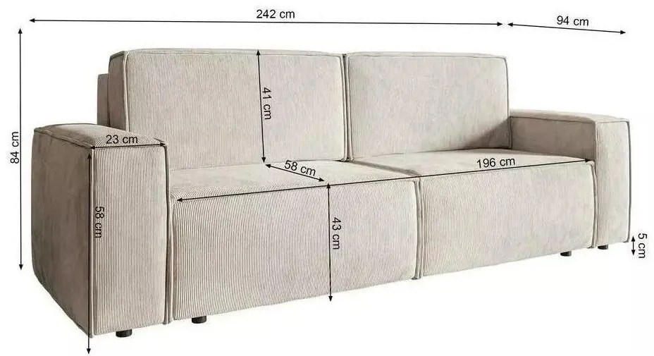 Háromszemélyes kanapé Copenhagen (homok + fekete). 1098882