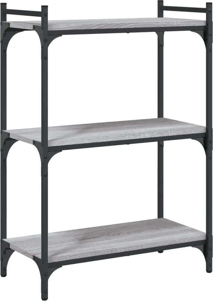 vidaXL 3 szintes szürke sonoma színű fa könyvespolc 60x30x86 cm