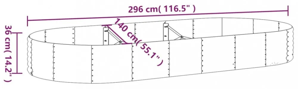 vidaXL antracitszürke porszórt acél kerti magaságyás 296x140x36 cm