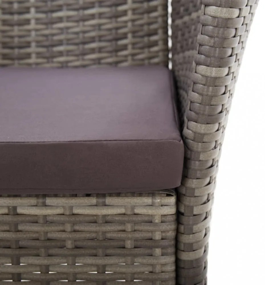 5 részes szürke polyrattan és tömör akácfa étkezőgarnitúra