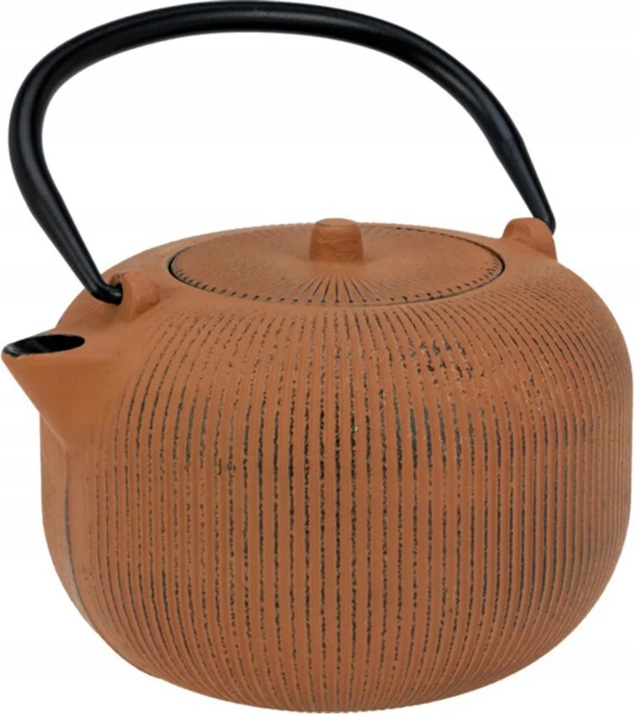 Barna öntöttvas teáskanna 1 literes, Gyógynövények És Teák Főzéséhez, szűrővel