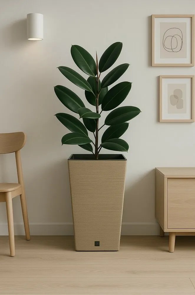 FURU SQUARE ECO WOOD virágtartó 24 c m betéttel, barna, S