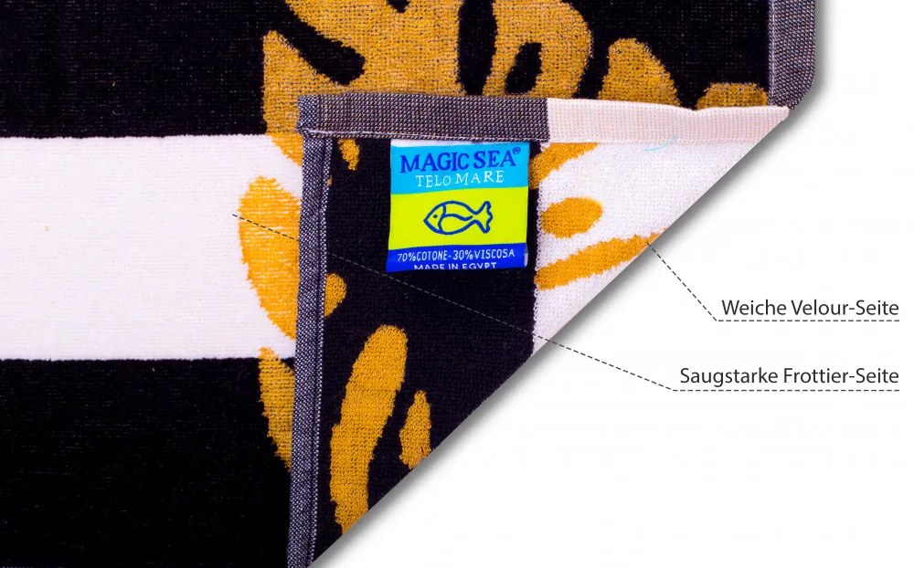 Flamingo Gold Fekete strandtörölköző