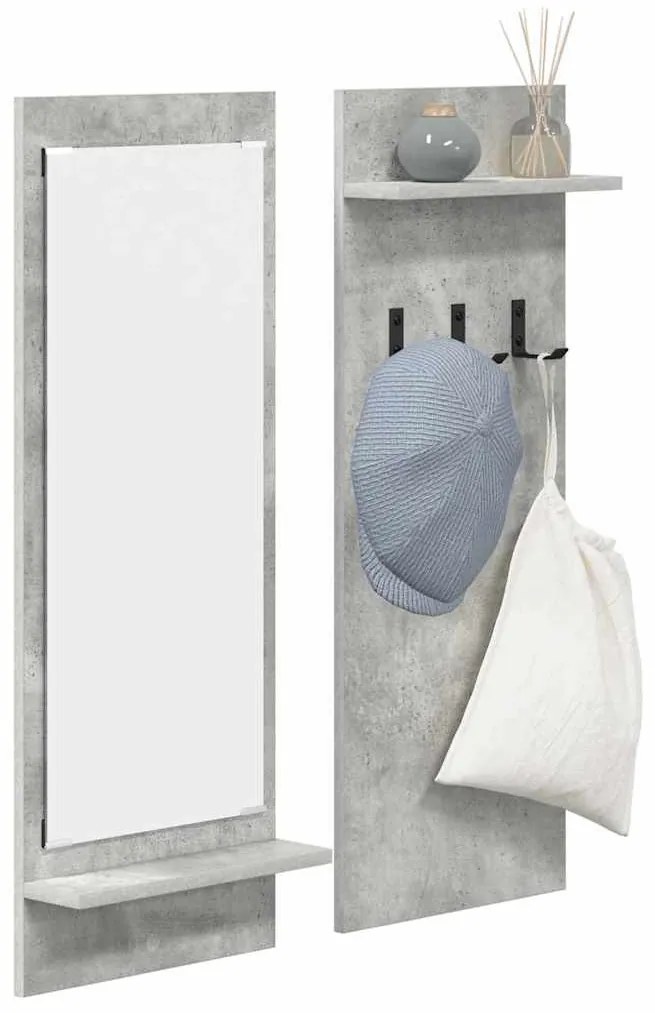 Fali Kabáthorog polcokkal Beton szürke 70 x 10 x 90 cm Faanyag