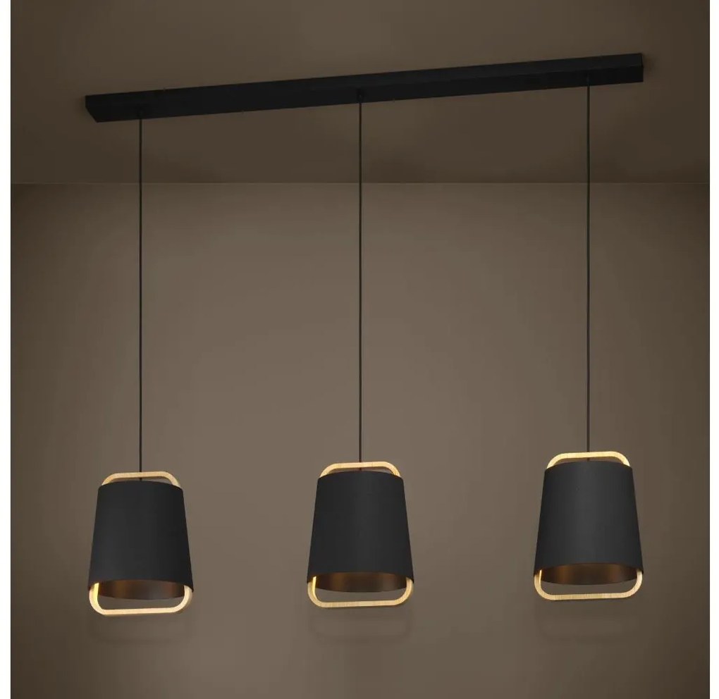 Eglo 390186 - Csillár zsinóron CAMALOZA 3xE27/40W/230V fekete