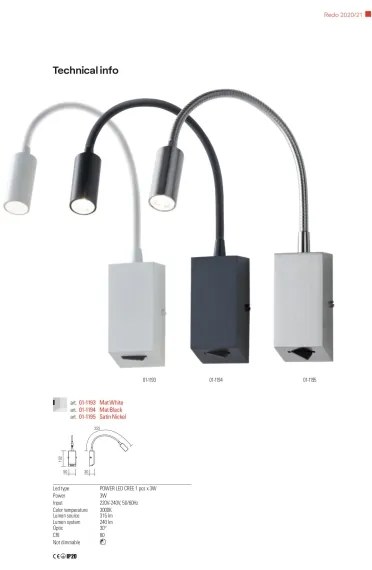 Redo 01-1193 - LED Rugalmas kicsi lámpa HELLO LED/3W/230V fehér