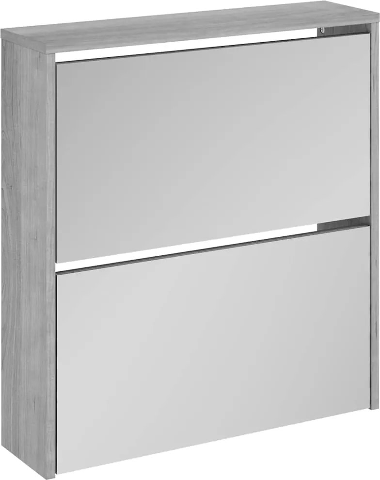 vidaXL szürke sonoma 2 szintes cipőszekrény tükörrel 63 x 17 x 67 cm