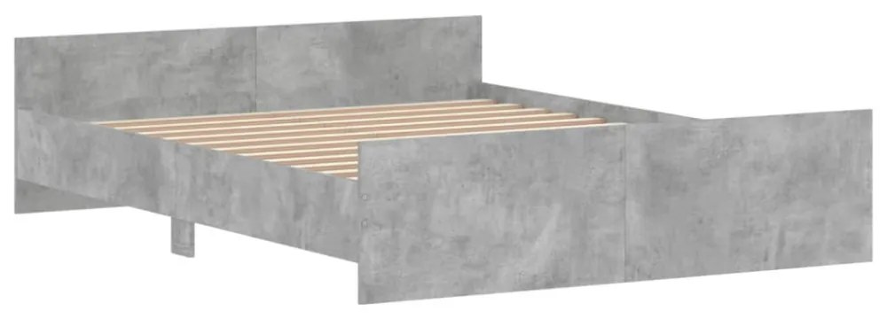 betonszürke ágykeret fej- és lábtámlával 160 x 200 cm