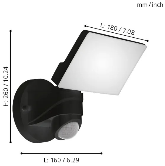 Eglo 98178 - LED Kültéri lámpa érzékelős PAGINO LED/15W/230V IP44