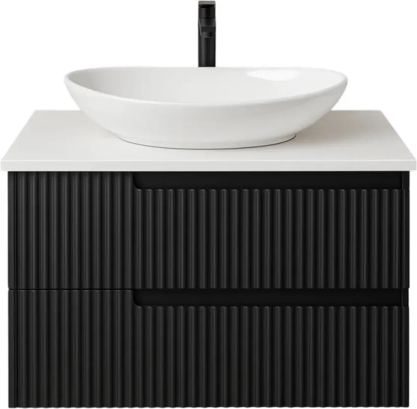 Piramida EURIDIKA fali fürdőszobabútor - mosdópult mosdó nélkül -2 fiókos - PINO FEKETE - 75 x 48 x