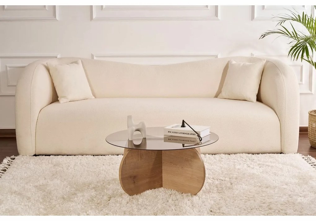 Aeris Sapphire Oak dohányzóasztal sötét üveggel