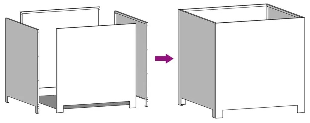 fehér acél kerti virágtartó 50 x 50 x 50 cm