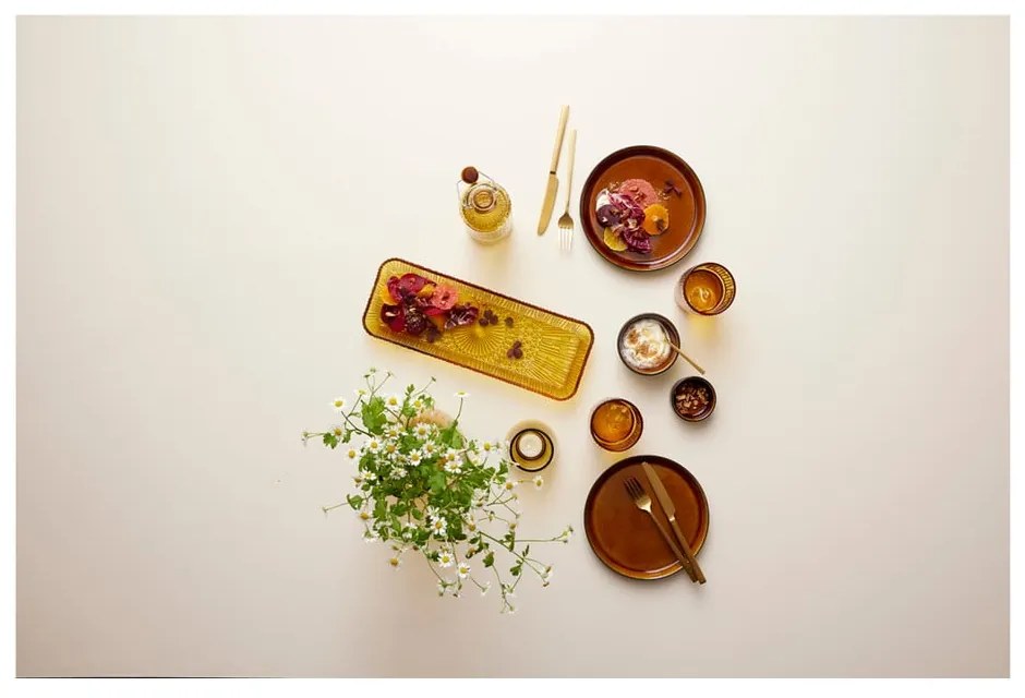 Narancssárga üveg szervírozó tányér 14x38 cm Kusintha – Bitz