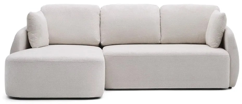 Krémszínű zsenília kinyitható sarokkanapé (bal oldali-heverő résszel) Laira – Kave Home
