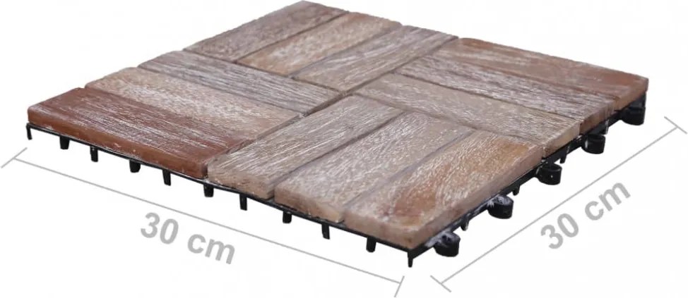 33 db tömör újrahasznosított fa padlólap 30 x 30 cm