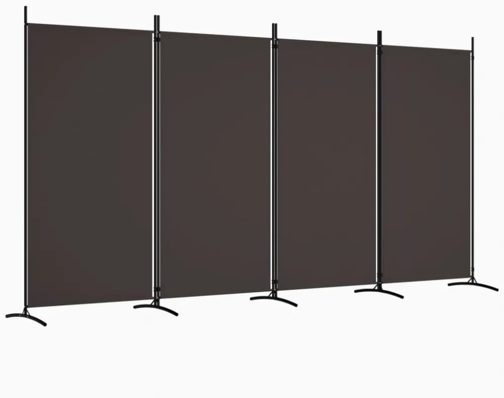 4 paneles barna szövet térelválasztó 346x180 cm