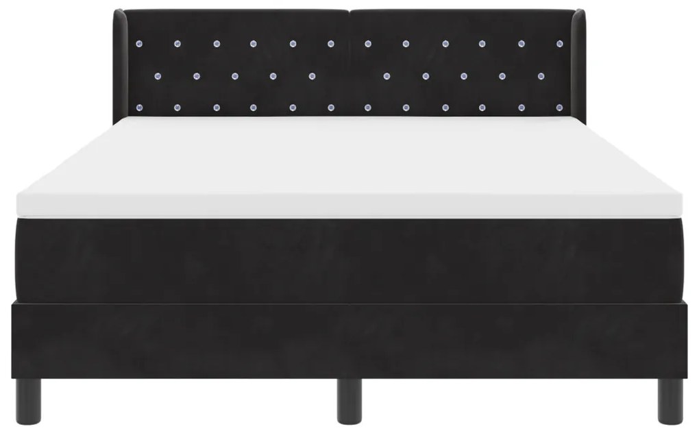 Boxspring Ágy Matrac Kárpit Fekete 140x200 cm