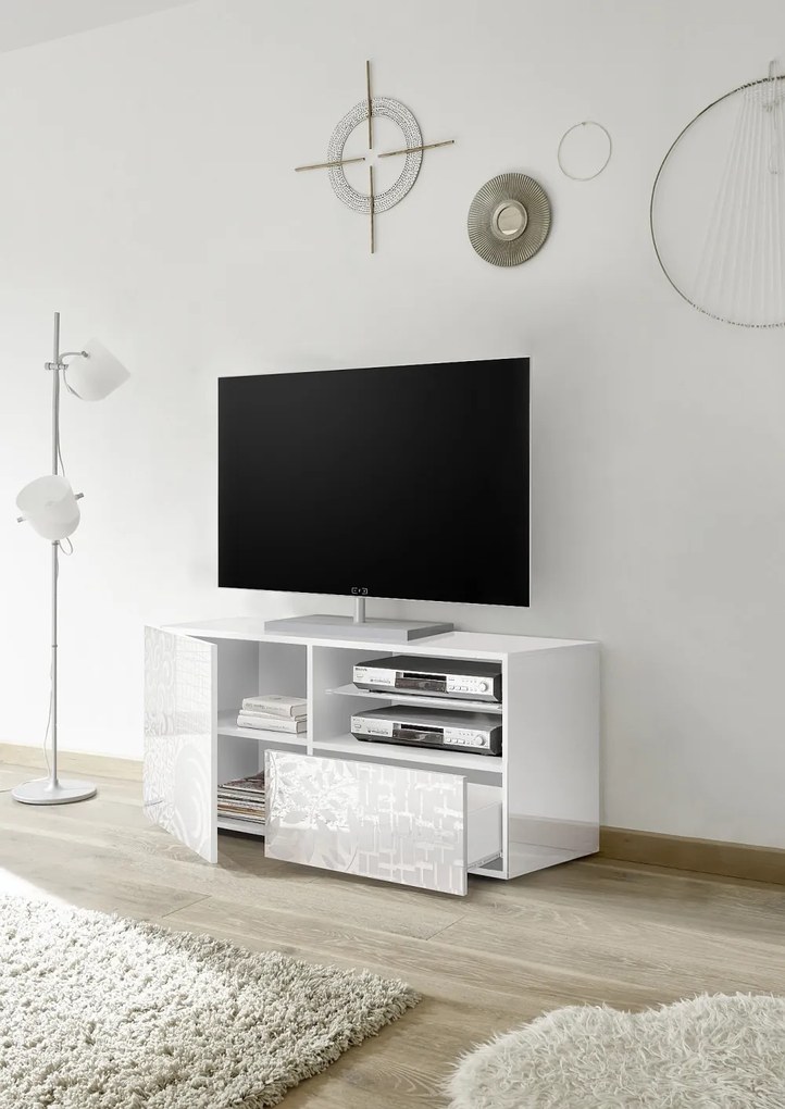 MIRO Fehér Kis TV szekrény 1 ajtós 1 fiókos 122cm