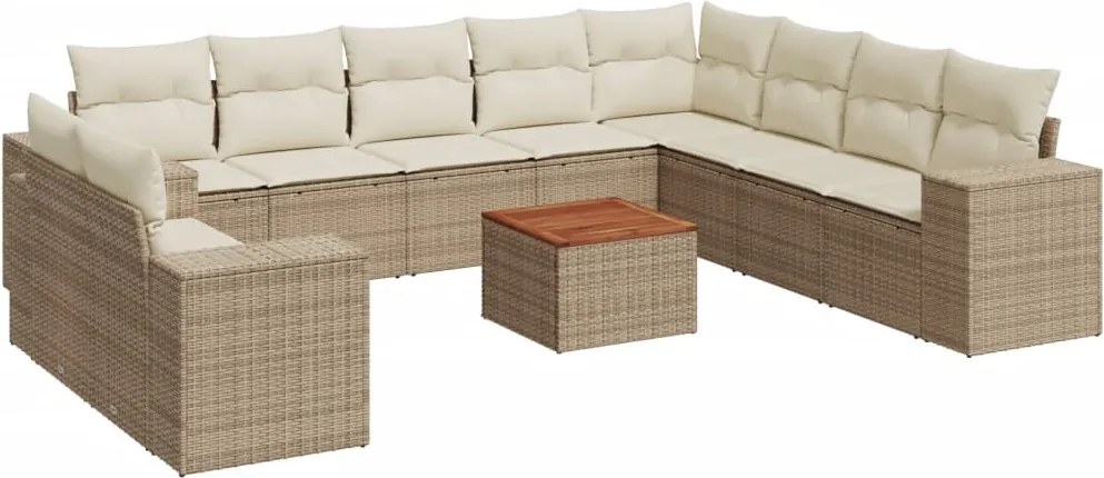 vidaXL 11 részes bézs polyrattan kerti ülőgarnitúra párnákkal