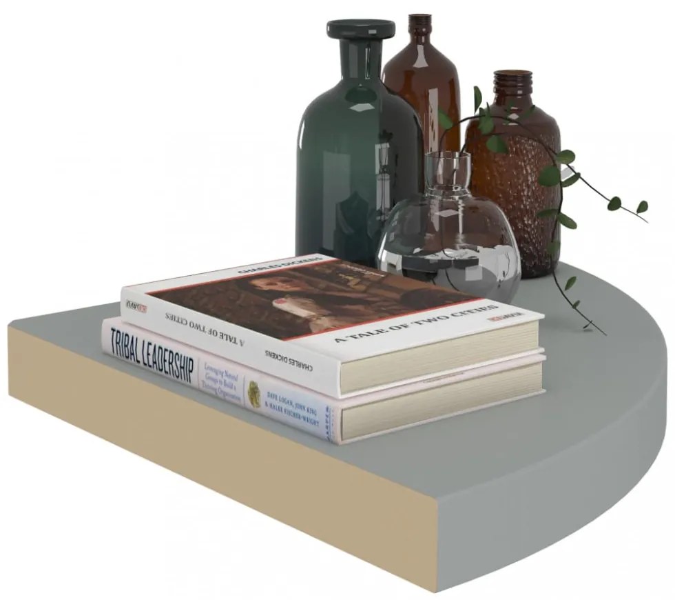 323923 Floating Corner Shelves 2 pcs Grey 35x35x3,8 cm MDF