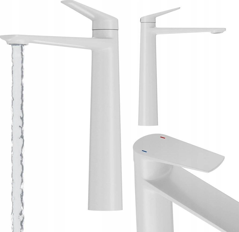 Mosdó Csaptelep Fehér Magas Fürdőszoba Sárgaréz Álló Csaptelep Nave