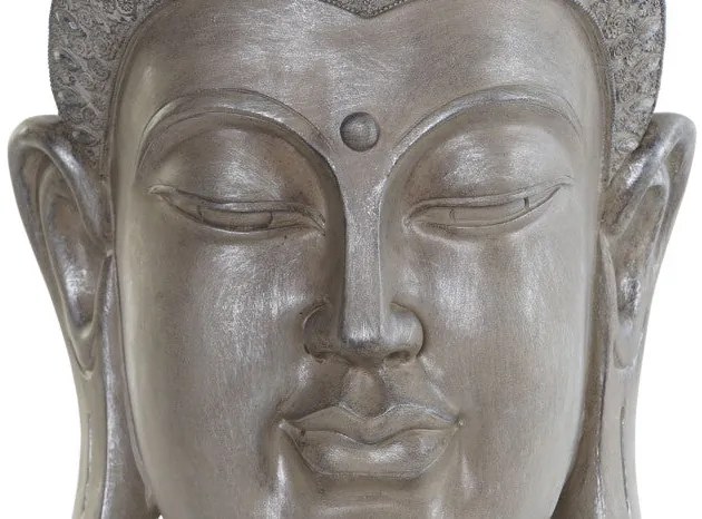Buddha fej szobor szürke 30x29x58 cm