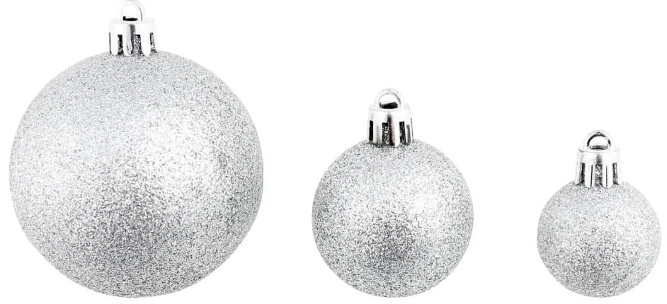 100 darabos ezüstszínű karácsonyi gömb készlet 3/4/6 cm