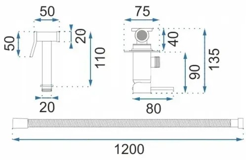 REA-B6311 -Bidé csaptelep kézi zuhannyal, beépített szereléshez LUNGO, szálcsiszolt arany
