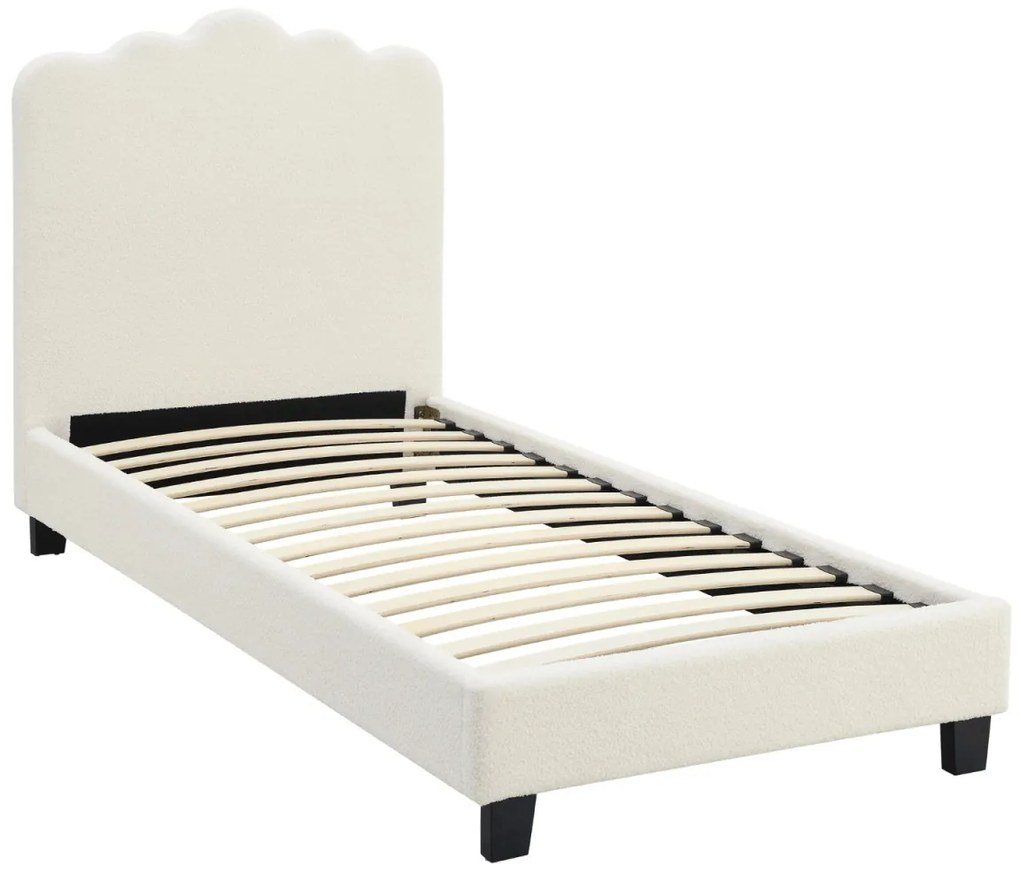 Krém Bouclé Kárpitozott Ágy 90x200 CRATER