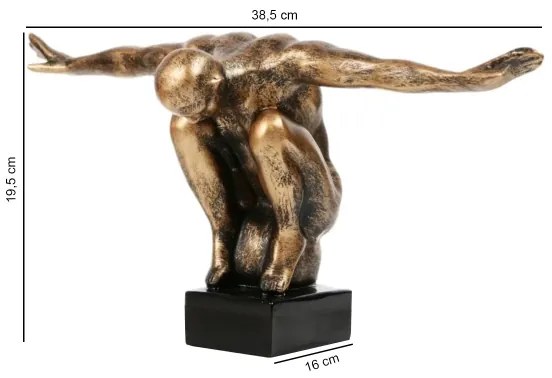 Asztaldísz 25x41x20 cm gyanta/arany patina