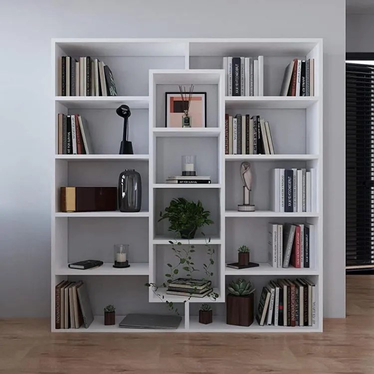 Modern álló könyvespolc 135,5 x 126,5 cm - fehér